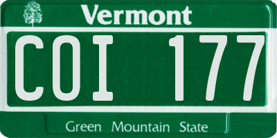 VT license plate COI177