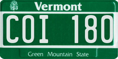 VT license plate COI180