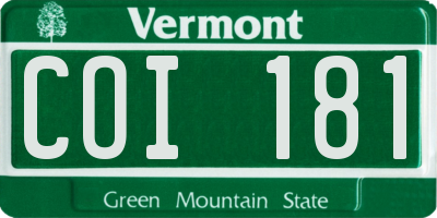VT license plate COI181