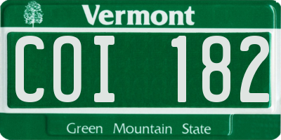 VT license plate COI182