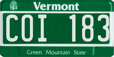 VT license plate COI183