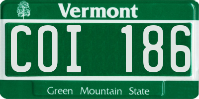 VT license plate COI186