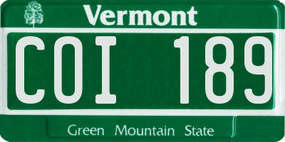 VT license plate COI189