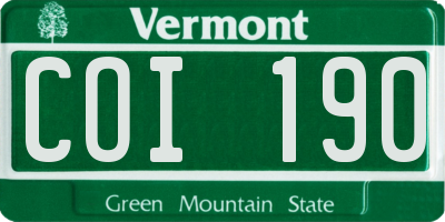 VT license plate COI190