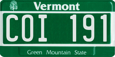 VT license plate COI191