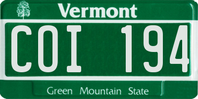 VT license plate COI194