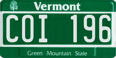 VT license plate COI196