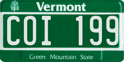 VT license plate COI199
