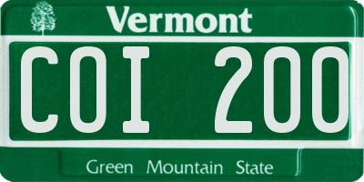 VT license plate COI200