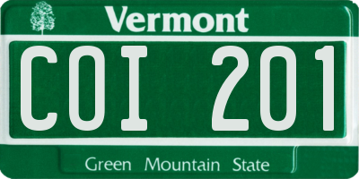 VT license plate COI201