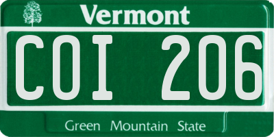 VT license plate COI206