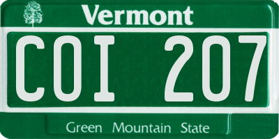 VT license plate COI207