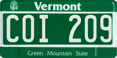 VT license plate COI209