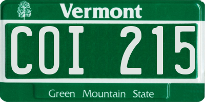 VT license plate COI215