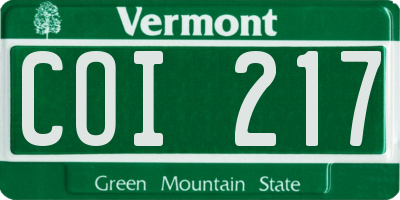 VT license plate COI217