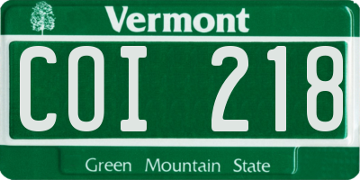 VT license plate COI218