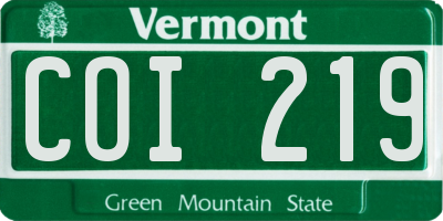 VT license plate COI219