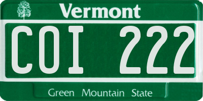 VT license plate COI222