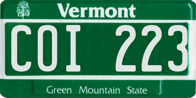 VT license plate COI223