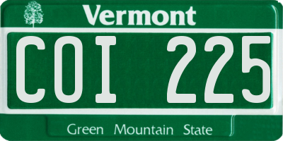 VT license plate COI225