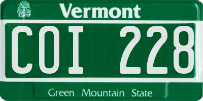 VT license plate COI228