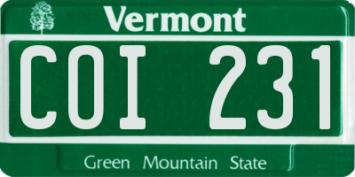 VT license plate COI231