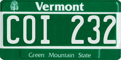 VT license plate COI232