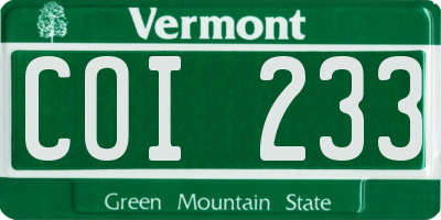 VT license plate COI233