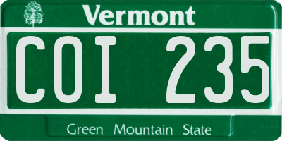 VT license plate COI235