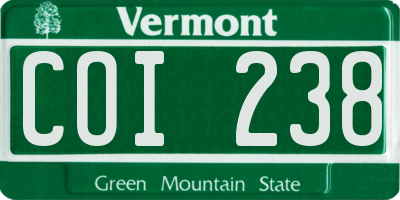 VT license plate COI238