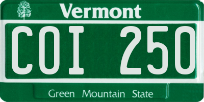 VT license plate COI250