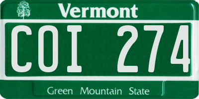 VT license plate COI274
