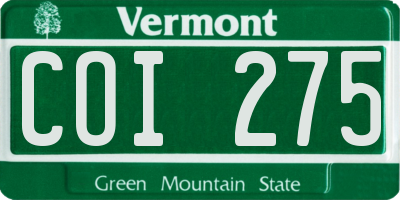 VT license plate COI275
