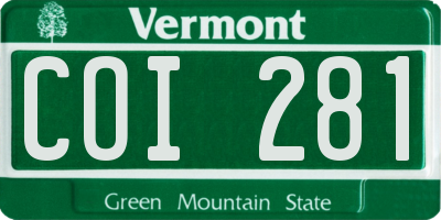VT license plate COI281