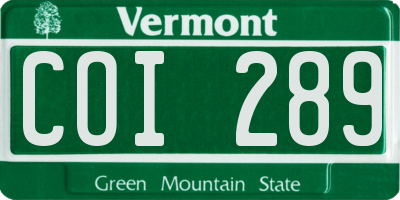 VT license plate COI289