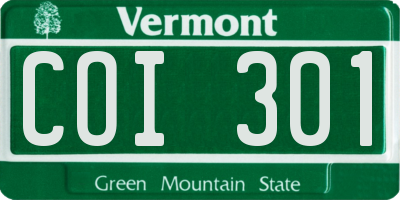 VT license plate COI301