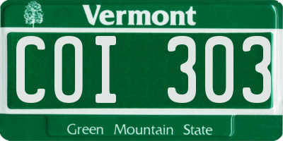 VT license plate COI303