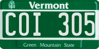 VT license plate COI305