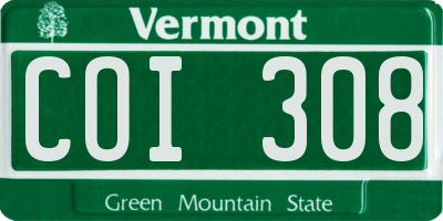 VT license plate COI308
