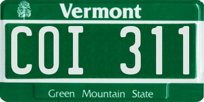 VT license plate COI311