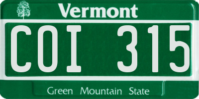 VT license plate COI315