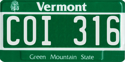 VT license plate COI316