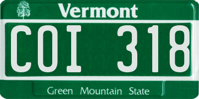 VT license plate COI318