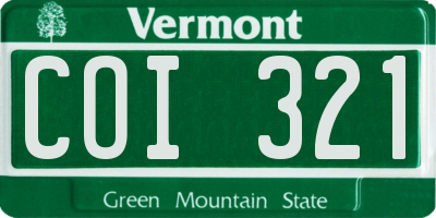 VT license plate COI321