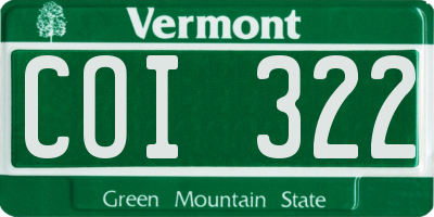 VT license plate COI322
