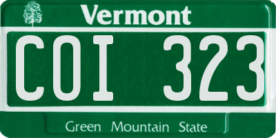 VT license plate COI323