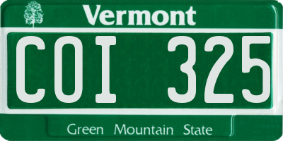 VT license plate COI325