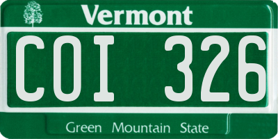 VT license plate COI326