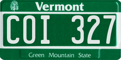 VT license plate COI327