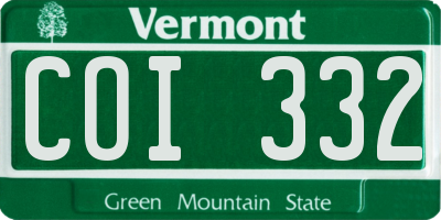 VT license plate COI332